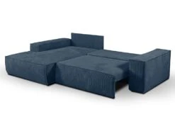 Canapé D'angle Convertible En Velours Côtelé Bleu Marine AMELIA De Pascal Morabito - Angle Gauche -Accueil-Canapé canape 508789