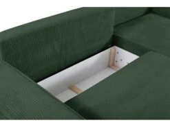 Canapé D'angle Convertible En Velours Côtelé Vert AMELIA De Pascal Morabito - Angle Droit -Accueil-Canapé canape 508795