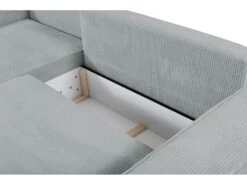 Canapé D'angle Convertible En Velours Côtelé Gris Clair AMELIA De Pascal Morabito - Angle Gauche -Accueil-Canapé canape 508809