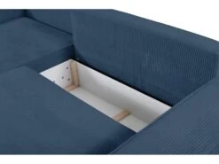 Canapé D'angle Convertible En Velours Côtelé Bleu Marine AMELIA De Pascal Morabito - Angle Gauche -Accueil-Canapé canape 508817