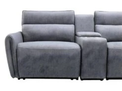 Canapé D'angle Panoramique Droit Relax électrique Modulable En Tissu Gris CAMBODIA -Accueil-Canapé canape 513531