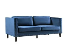 Canapé 3 Places En Velours Bleu MASULI -Accueil-Canapé canape 6007147