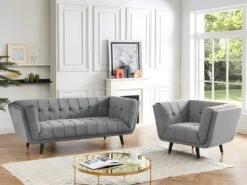 Canapé 3 Places SAMANTHA II En Velours - Gris -Accueil-Canapé canape 667369