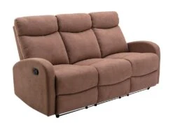 Canapé 3 Places Relax En Tissu Marron EVELYN