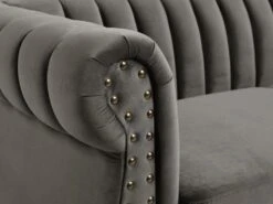 Canapé Chesterfield 3 Places En Velours TRUMBO - Gris -Accueil-Canapé canape 713943