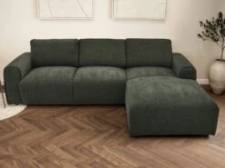 Canapé D'angle Droit En Tissu Vert Sapin GLADYS