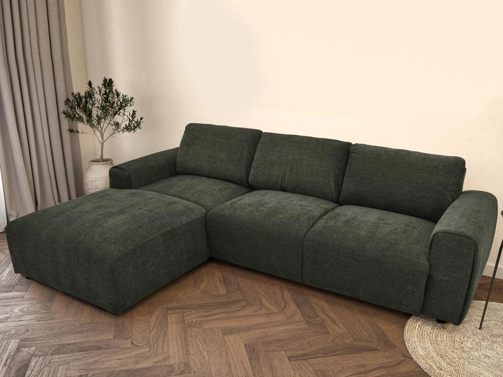 Canapé D'angle Gauche En Tissu Vert Sapin GLADYS 4 Canapé D'angle Gauche En Tissu Vert Sapin GLADYS – Image 2