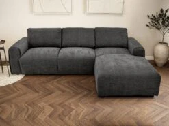 Canapé D'angle Droit En Tissu Anthracite GLADYS