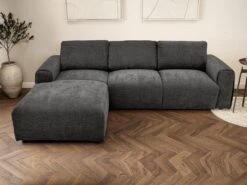 Canapé D'angle Gauche En Tissu Anthracite GLADYS