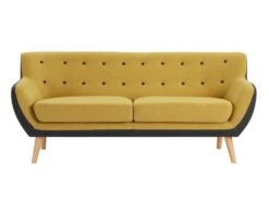 Canapé 3 Places En Tissu Jaune Et Anthracite SERTI II -Accueil-Canapé canape 8119539