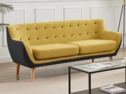 Canapé 3 Places En Tissu Jaune Et Anthracite SERTI II