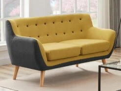 Canapé 2 Places En Tissu Jaune Et Anthracite SERTI II