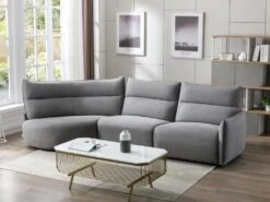 Canapé D'angle Gauche Relax électrique En Tissu Gris CALERO