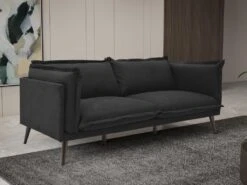 Canapé 3 Places En Tissu Noir OCTAVIE