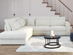 Grand Canapé D'angle Gauche En Velours Côtelé Crème MONDOVI -Accueil-Canapé canape 8736707