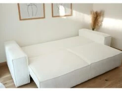 Canapé Convertible 3 Places Avec Coffre De Rangement En Tissu Bouclette écru - Harper 11 Canapé Convertible 3 Places Avec Coffre De Rangement En Tissu Bouclette écru - Harper -Accueil-Canapé canape 8911185