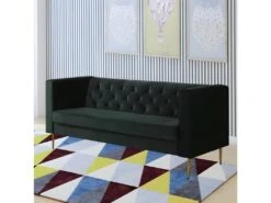 Canapé Fixe En Velours "Bruce" - 196 X 76 X 82 Cm - 3 Places - Vert Foncé -Accueil-Canapé canape 8914111