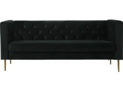 Canapé Fixe En Velours "Bruce" - 196 X 76 X 82 Cm - 3 Places - Vert Foncé -Accueil-Canapé canape 8914113