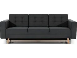 Canapé 3 Places Convertible - En Tissu De Qualité Gris Foncé, ASVENA