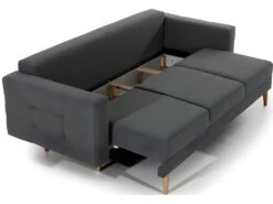 Canapé 3 Places Convertible - En Tissu De Qualité Gris Foncé, ASVENA -Accueil-Canapé canape 9168107