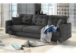 Canapé 3 Places Convertible - En Tissu De Qualité Gris Foncé, ASVENA -Accueil-Canapé canape 9168109