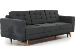 Canapé 3 Places Convertible - En Tissu De Qualité Gris Foncé, ASVENA -Accueil-Canapé canape 9168111