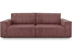 Canapé Convertible 3 Places Avec Coffre De Rangement En Velours Côtelé Vieux Rose - Harper