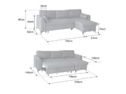 Canapé D'angle Convertible LOGAN 3 Places Gris - HAPPY GARDEN -Accueil-Canapé canape 9168217