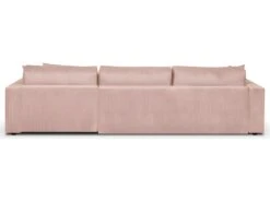 Canapé D'angle à Gauche Convertible 5 Places En Velours Côtelé Rose Pâle Avec Coffre De Rangement - Robin -Accueil-Canapé canape 9168243