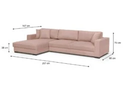 Canapé D'angle à Gauche Convertible 5 Places En Velours Côtelé Rose Pâle Avec Coffre De Rangement - Robin -Accueil-Canapé canape 9168247