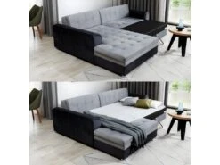 Canapé D'angle Convertible En Tissu Velours Luxe, Chocolat Et Marron, 5 Places, Angle Gauche (vu De Face), SOHO VELOURS -Accueil-Canapé canape 9168509