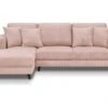 Canapé D'angle à Gauche Convertible 4 Places En Velours Côtelé Rose Pâle - Marceau -Accueil-Canapé canape 9168571