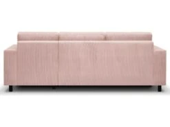 Canapé D'angle à Gauche Convertible 4 Places En Velours Côtelé Rose Pâle - Marceau -Accueil-Canapé canape 9168575