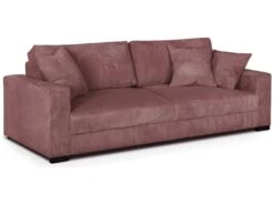 Canapé Convertible 3 Places En Velours Côtelé Rose Blush Avec Coffre De Rangement - Robin -Accueil-Canapé canape 9168759