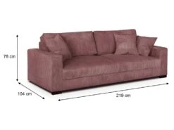 Canapé Convertible 3 Places En Velours Côtelé Rose Blush Avec Coffre De Rangement - Robin -Accueil-Canapé canape 9168761