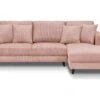Canapé D'angle à Droite Convertible 4 Places En Velours Côtelé Rose Pâle - Marceau