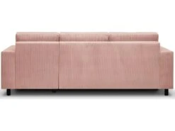 Canapé D'angle à Droite Convertible 4 Places En Velours Côtelé Rose Pâle - Marceau -Accueil-Canapé canape 9168829