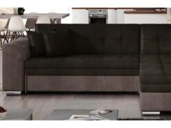 Canapé D'angle Convertible En Tissu Velours Luxe, Chocolat Et Marron, 5 Places, Angle Droit (vu De Face), SOHO VELOURS -Accueil-Canapé canape 9168877