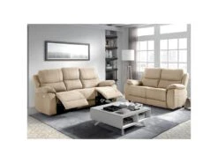 VALENCE - Canapé Fixe 2 Places Tissu Beige -Accueil-Canapé canape 9169345