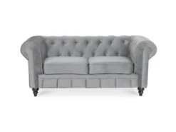 Canapé Chesterfield Velours 2 Places Altesse Argent