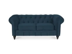 Canapé Chesterfield Velours 2 Places Altesse Bleu Foncé