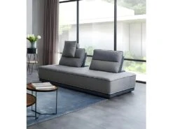 Canapé D'angle Réversible Et Modulable Tissu Gris - LOUNGE -Accueil-Canapé canape 9169637