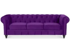 Canape Chesterfield Velours 3 Places Altesse Violet