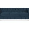 Canape Chesterfield Velours 3 Places Altesse Bleu Foncé