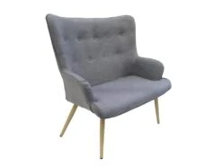 HELICIA - Canapé Fixe 2 Places Tissu Gris