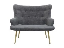 HELICIA - Canapé Fixe 2 Places Tissu Gris -Accueil-Canapé canape 9169883