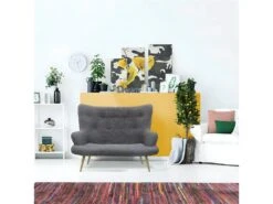 HELICIA - Canapé Fixe 2 Places Tissu Gris -Accueil-Canapé canape 9169887