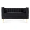 Canapé 2 Places James Velours Noir Pieds Doré -Accueil-Canapé canape 9169905