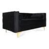 Canapé 2 Places Edward Velours Noir Pieds Doré -Accueil-Canapé canape 9169941