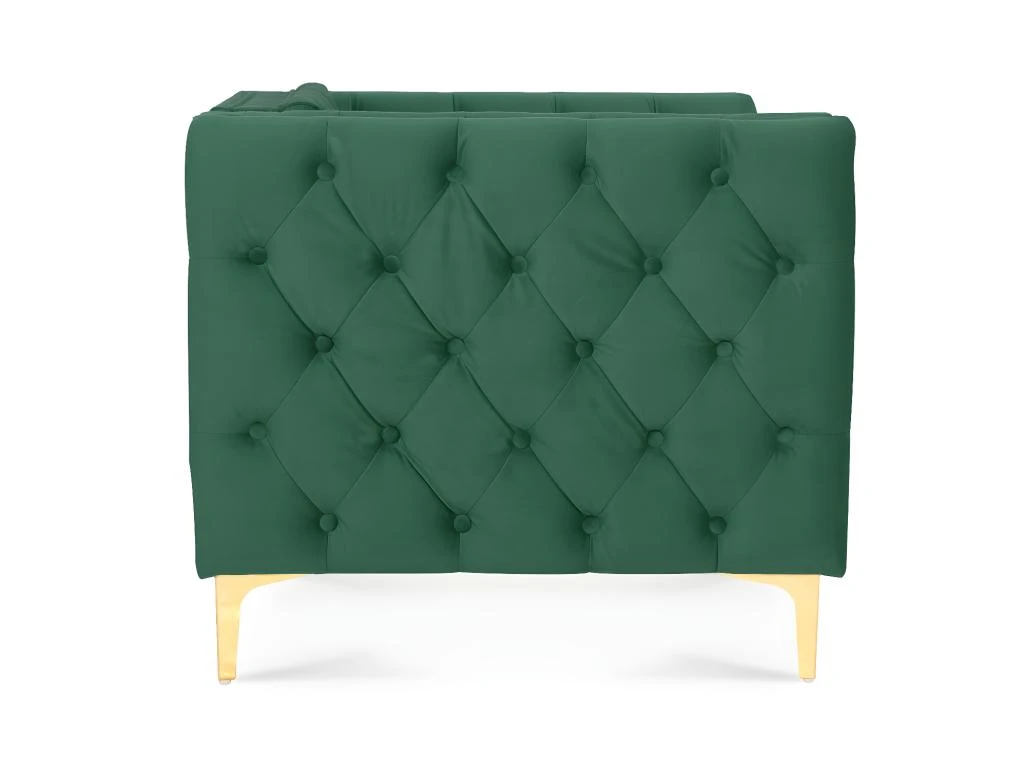 Canapé 3 Places Edward Velours Vert Pieds Doré 6 Canapé 3 Places Edward Velours Vert Pieds Doré – Image 4